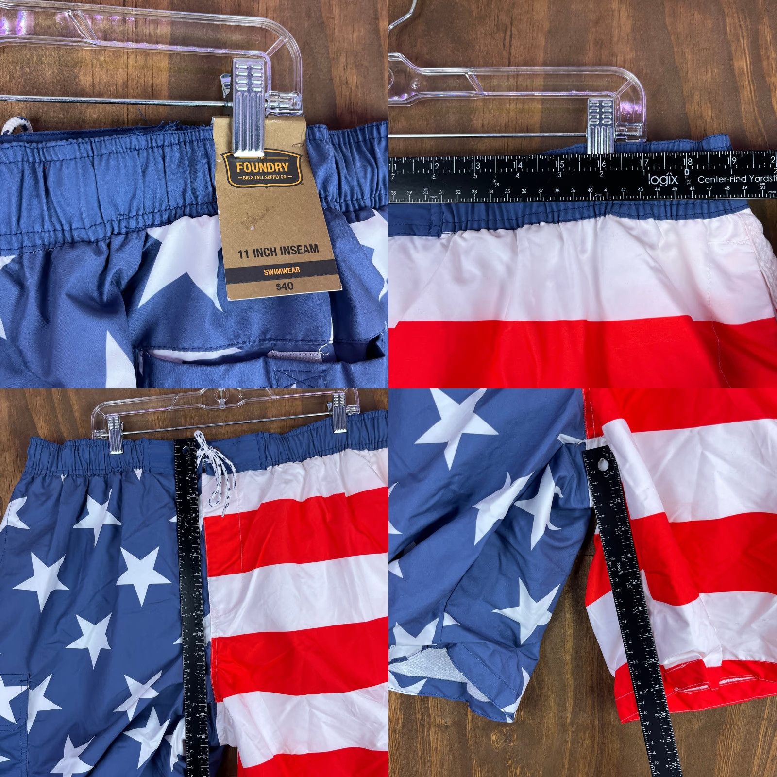 Vintage The Foundry Mens Shorts American Flag USA Patriotic Cargo Swim Board Trunks 2XL Size US 39 - 8 Thumbnail