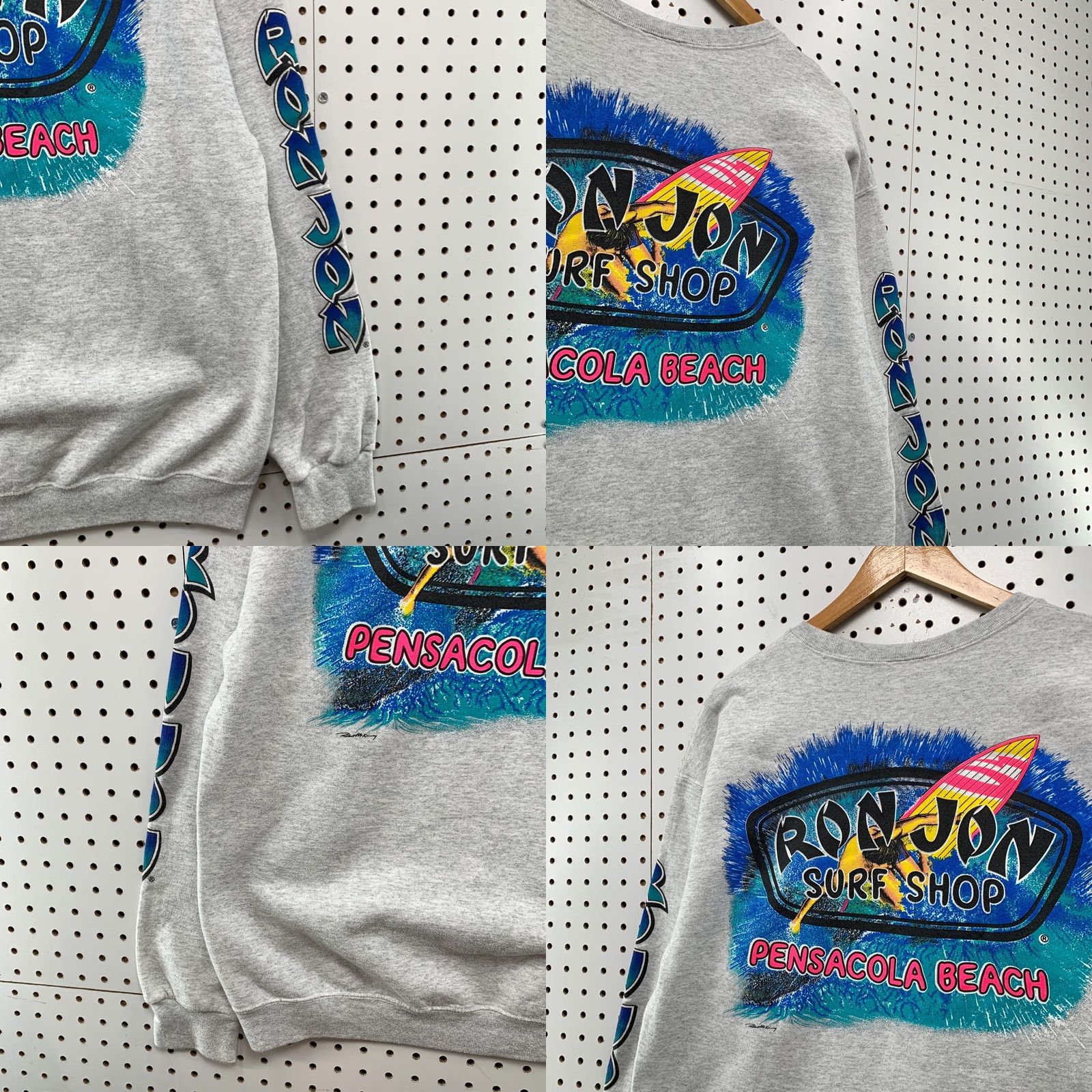 Vintage Ron Jon Surf Shop Sweatshirt Graphic Print Gray Pensacola Beach 22x27 Mens Size US L / EU 52-54 / 3 - 8 Thumbnail