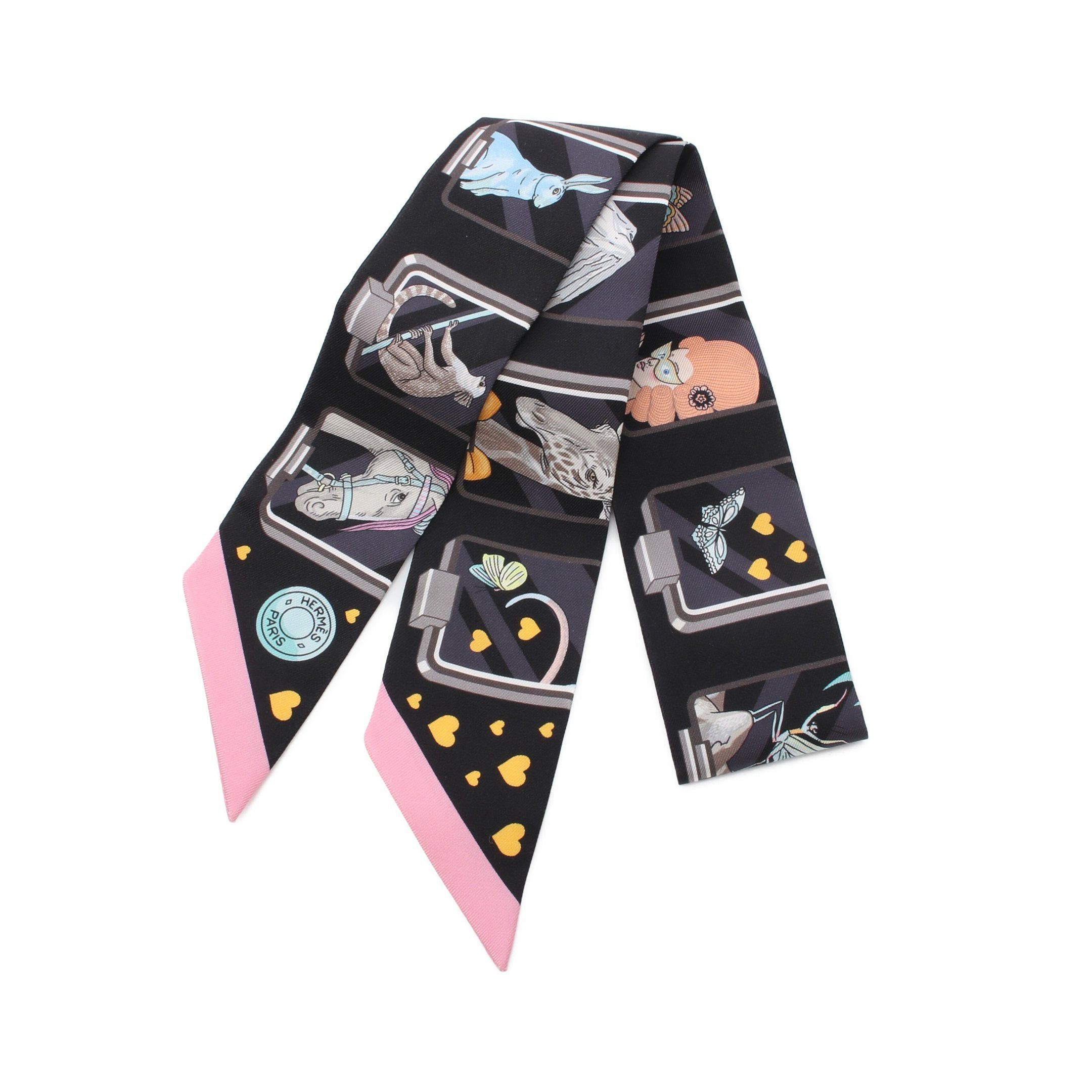 Hermes Hermes Twilly Hermes Story Ribbon Scarf Silk Black Multicolor Size ONE SIZE - 1 Thumbnail