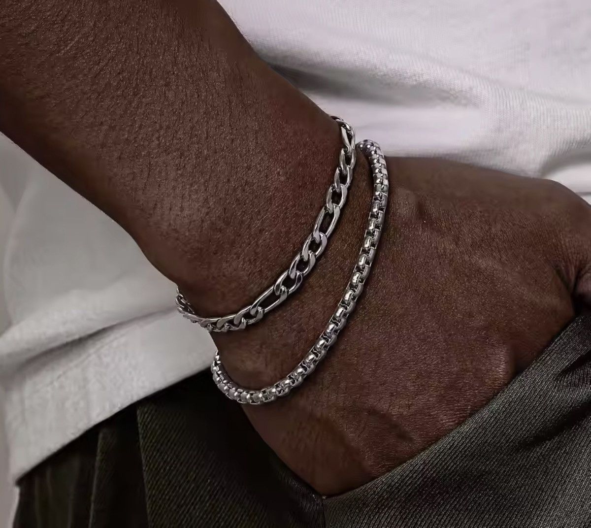 Japanese Brand 21 cm 2pcs/set Men's Chain Bracelets Size ONE SIZE - 1 Thumbnail