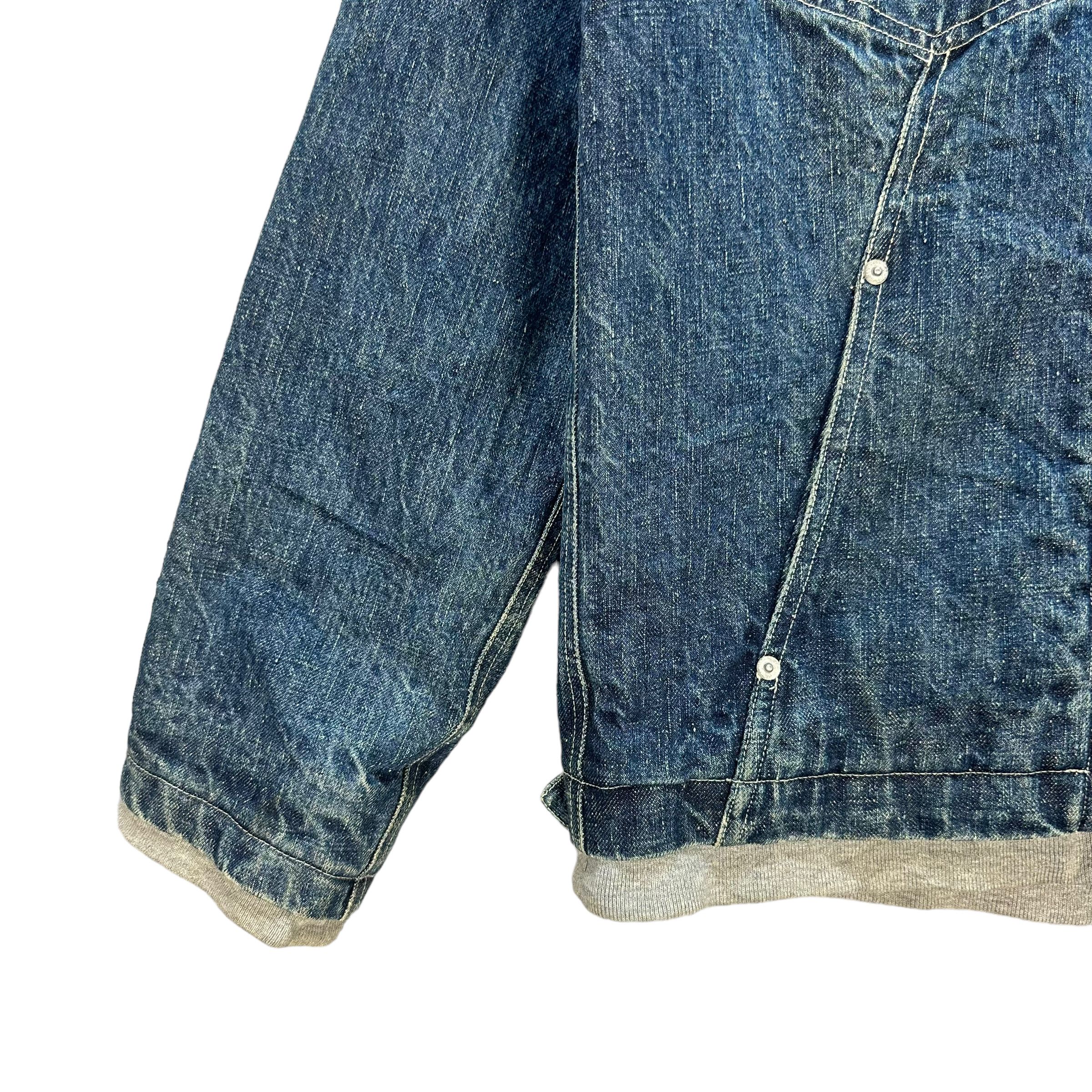 Japanese Brand MONTAGE DENIM CROWD DISTRESSED DOUBLE LAYER JACKET #8391-007 Size US L / EU 52-54 / 3 - 5 Thumbnail