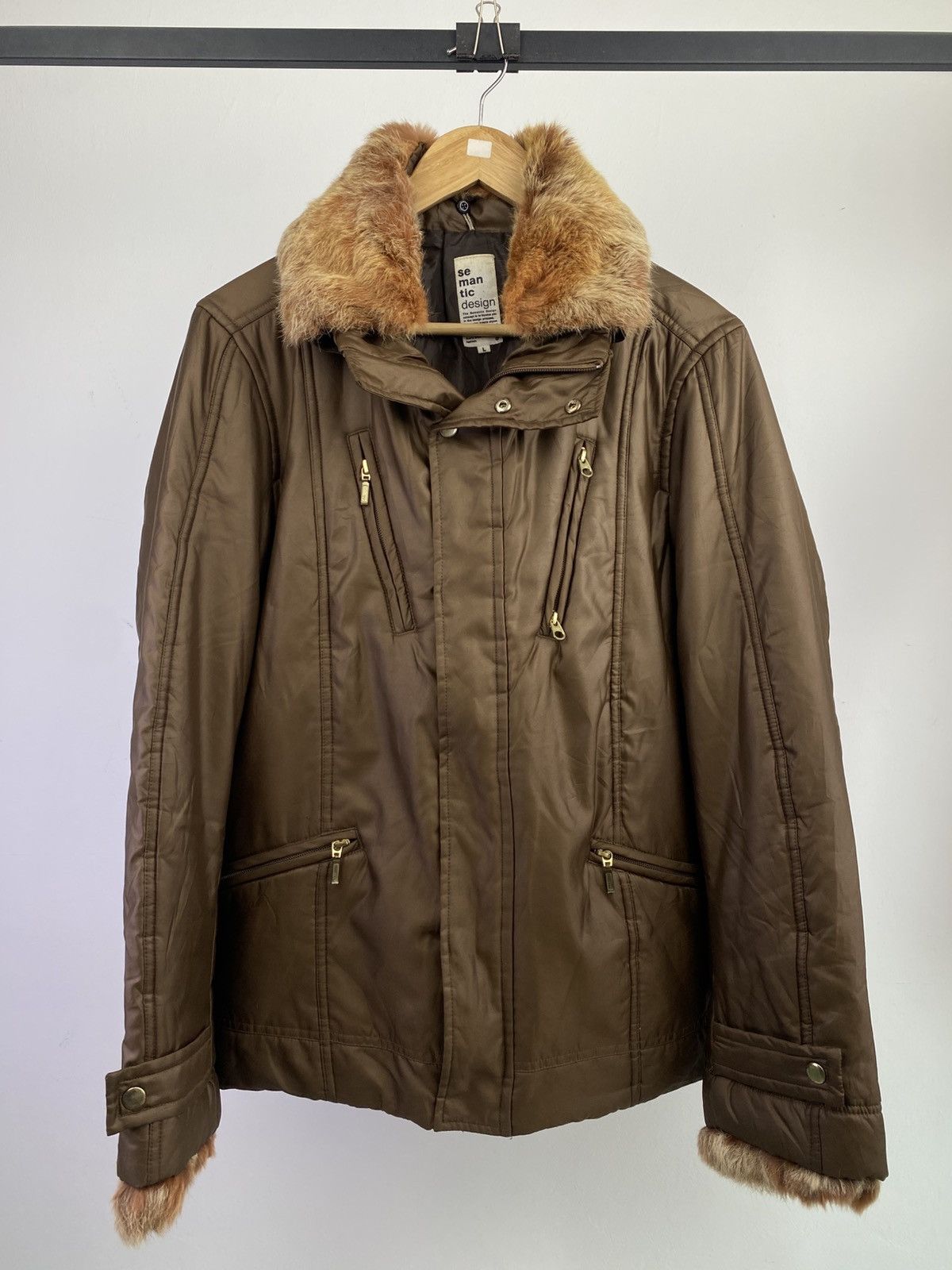 Japanese Brand 2000’s semanticdesign Fur Trimmed Collar Nylon Jacket Size US L / EU 52-54 / 3 - 10 Thumbnail