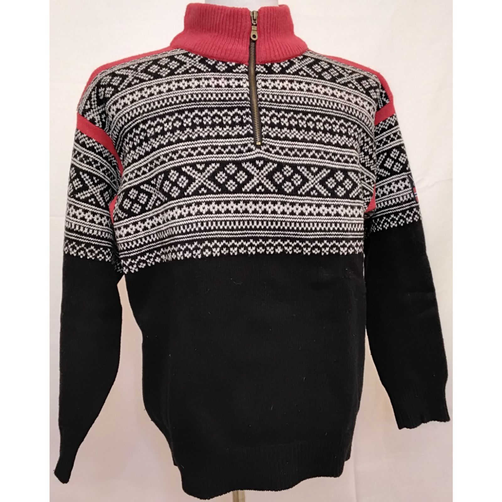 Other Viking of Norway Sweater Men's L Black/White Fair Isle Wool Size US L / EU 52-54 / 3 - 2 Thumbnail