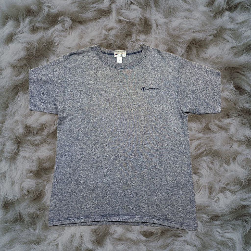 Vintage Champion T-Shirt Mens L Blue Heather Cotton Made In Usa Script Logo Sports, Men's