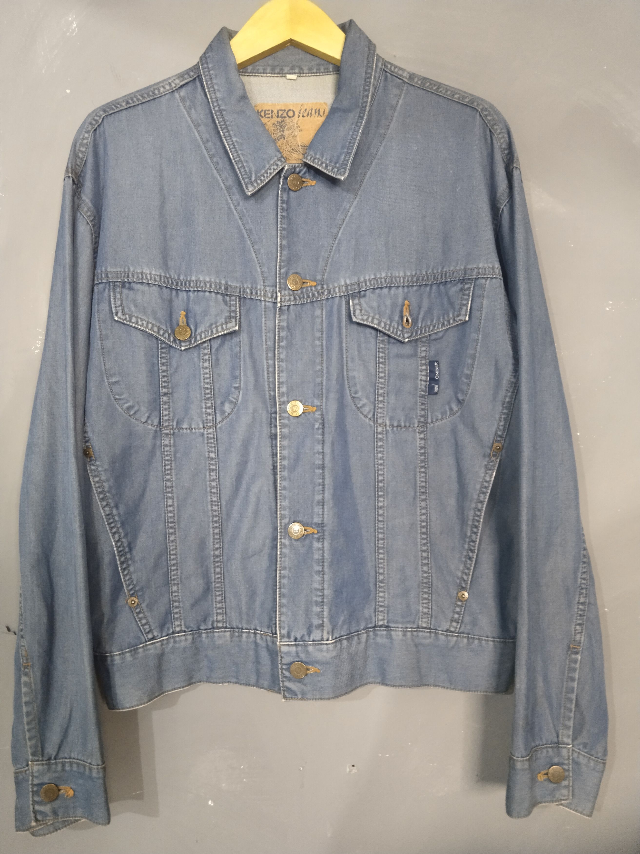 Vintage 90s Kenzo Jeans Logo store Inside Denim Jacket