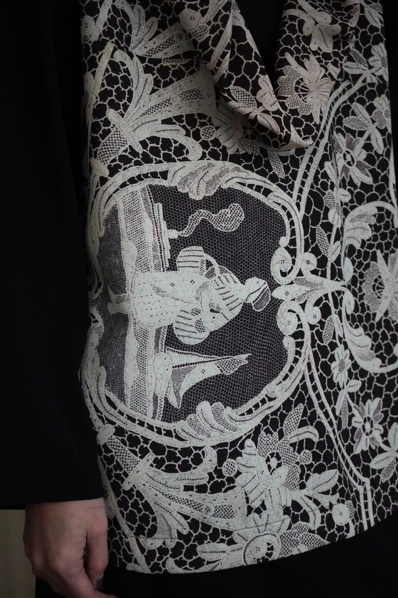 Comme des Garcons COMME des GARCONS 1996ss tricot Printed Lace Draped Neck Top Size M / US 6-8 / IT 42-44 - 1 Thumbnail