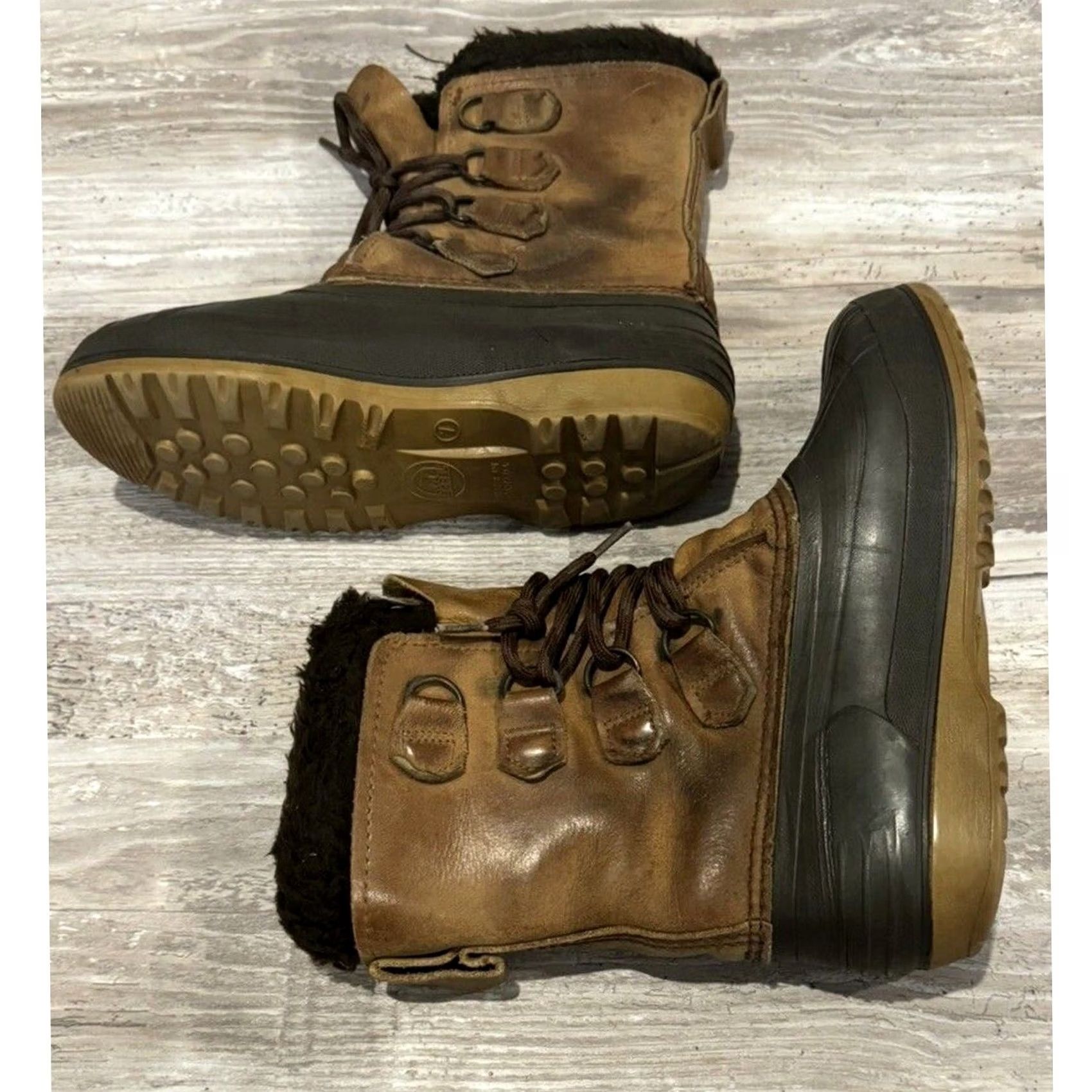 SOREL Sorel Badger Brown Leather Boots Made In Canada Women's Size 7 Medium Size US 7 / IT 37 - 2 Thumbnail