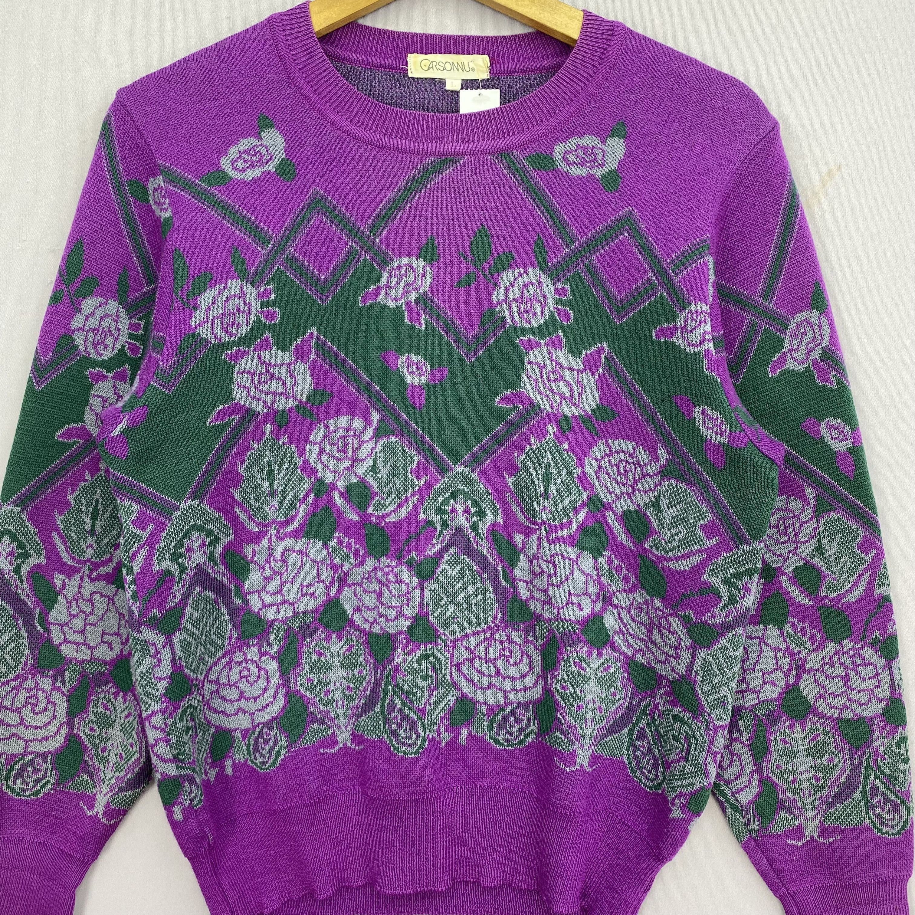 Vintage Vintage Carsonnu Floral Knitwear Sweater Sweatshirt GF20430 Size US XS / EU 42 / 0 - 4 Thumbnail