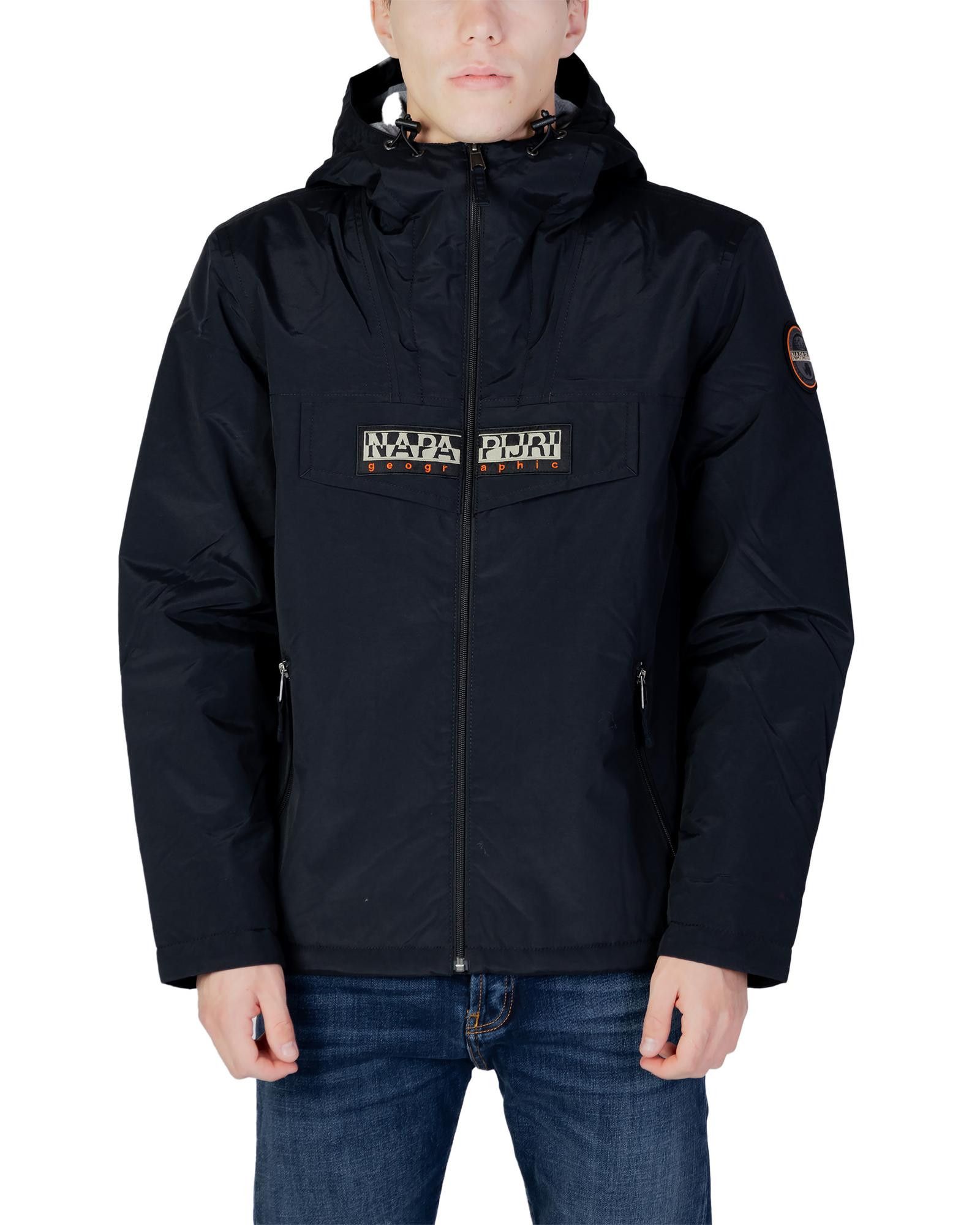 image of Napapijri Zip-Up Jacket With Hood in Black, Men's (Size Small)