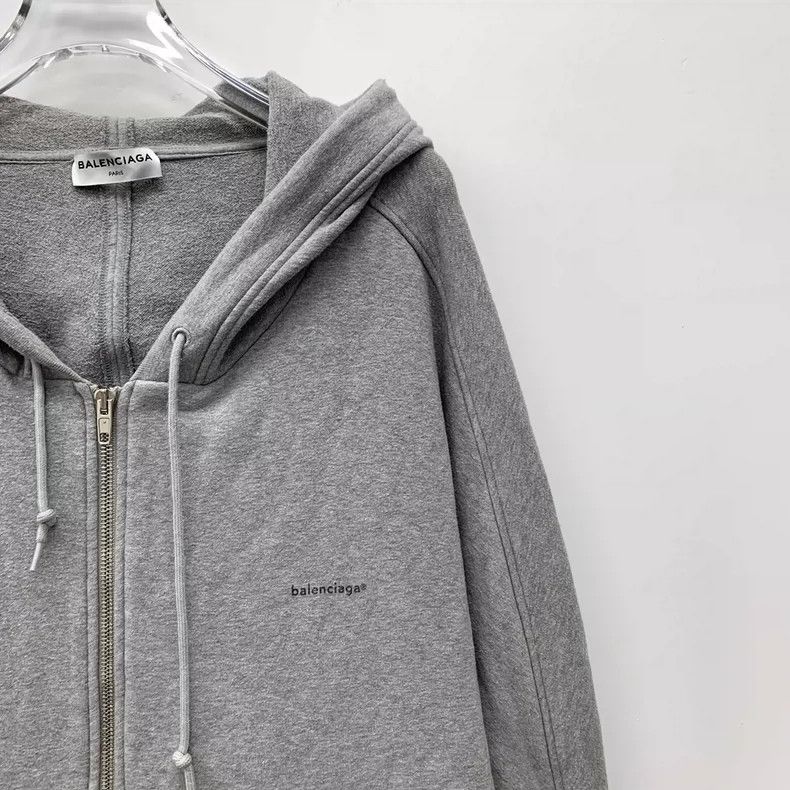 Balenciaga Balenciaga Grey cotton hooded drawstring zip hoodie jacket Size US M / EU 48-50 / 2 - 3 Thumbnail