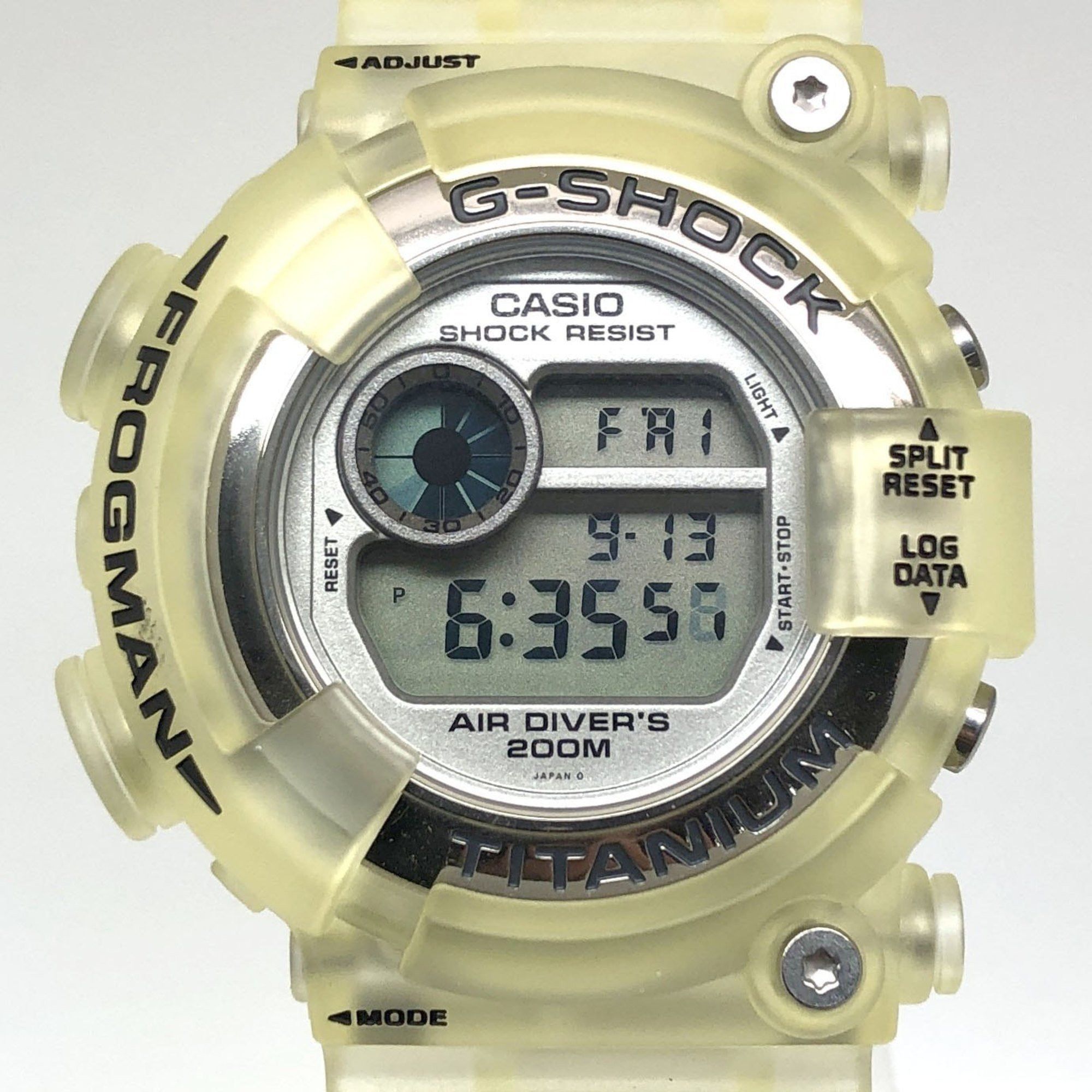 Casio G-SHOCK CASIO Watch DW-8201WC-8T FROGMAN W.C.C.S. Triple Manta EL Titanium Case World Coral Reef Conservation Society White Skeleton Black Released June 1998 Mikunigaoka Store ITF256TFWSW9 Size ONE SIZE - 1 Thumbnail