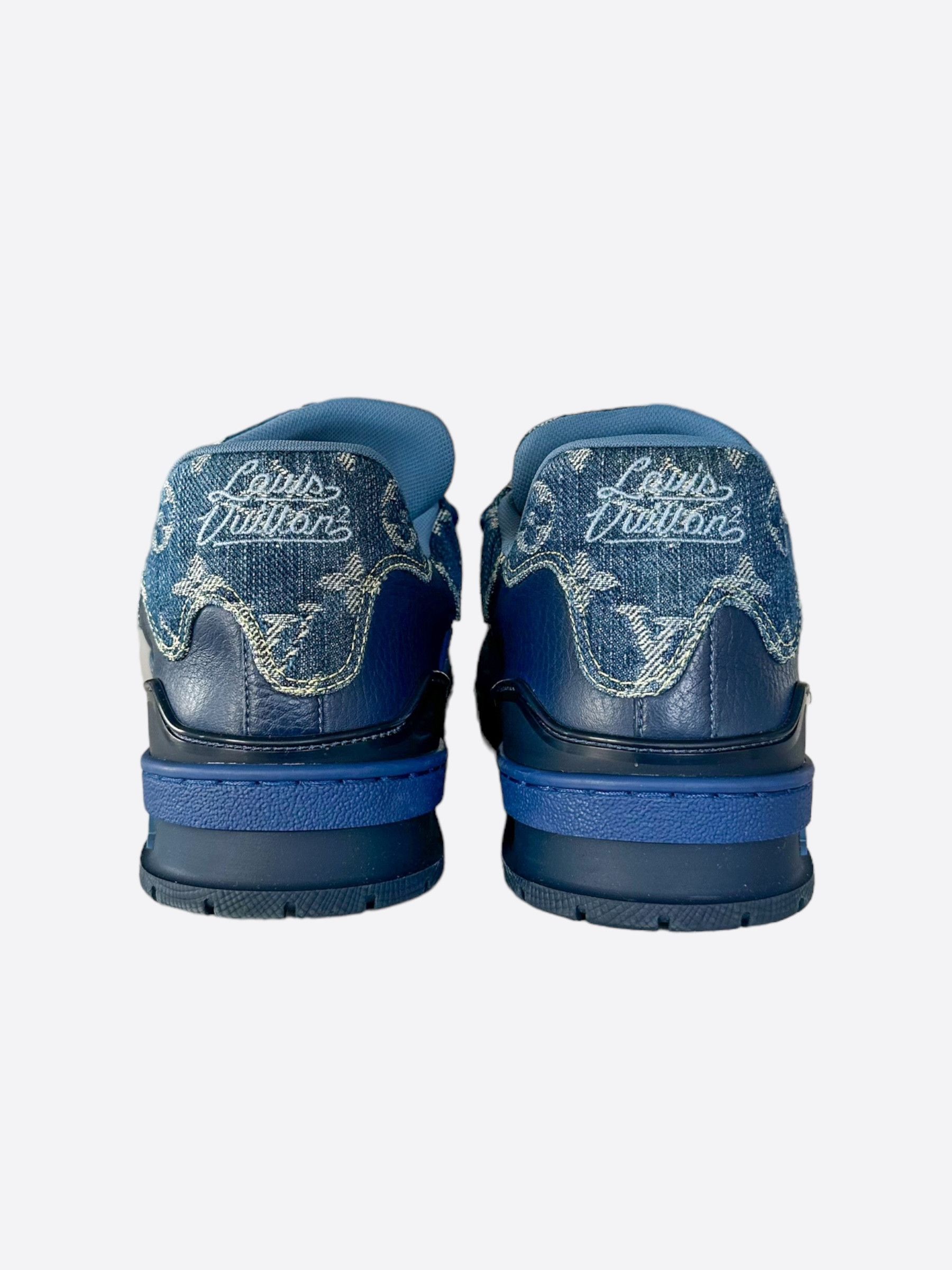 Louis Vuitton × Nigo Louis Vuitton Nigo Blue Denim Monogram Trainers Size US 8 / EU 41 - 4 Thumbnail