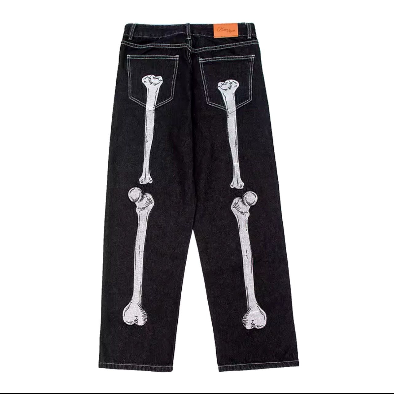 Designer Air Brush Bone Graffiti Print Denim Pants Size US 32 / EU 48 - 2 Thumbnail