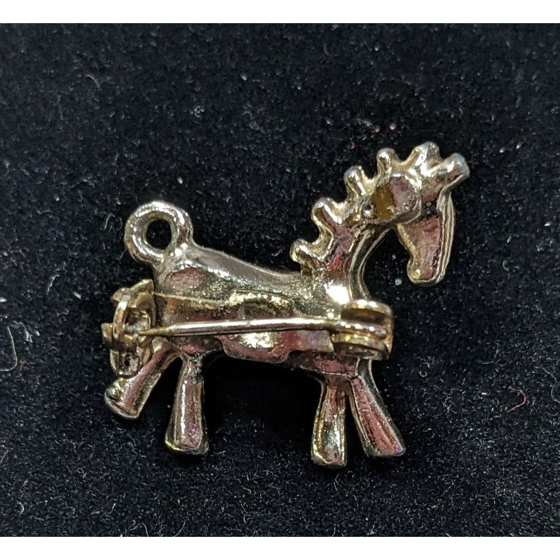 Other Vintage Stylized Mini Horse Brooch Silver Tone With Faux Pea Size ONE SIZE - 6 Thumbnail