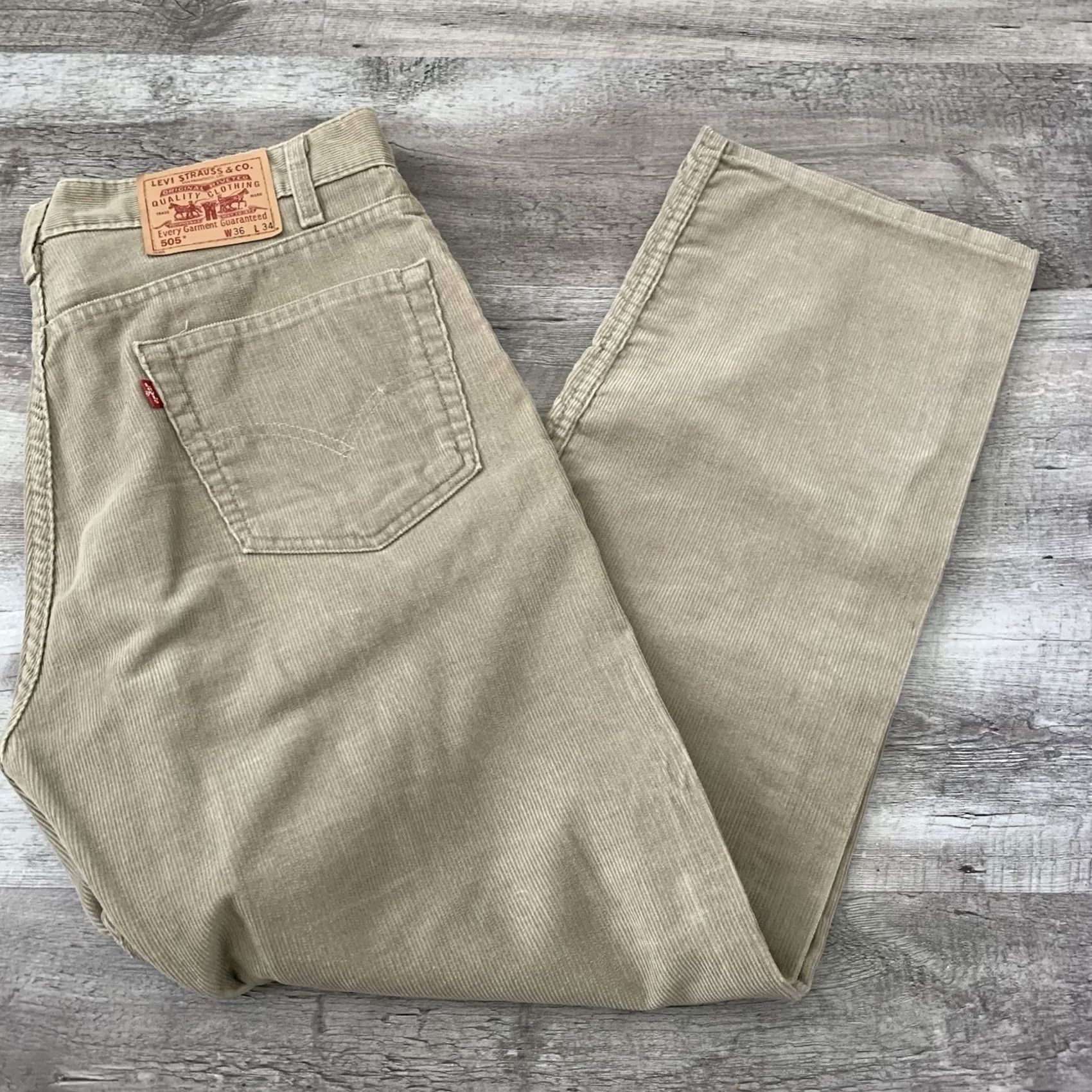 Levi's VINTAGE Levi’s 505 Pants Mens 36x29.5 Tan Regular Straight Leg 5-Pocket Corduroy Size US 36 / EU 52 - 5 Thumbnail
