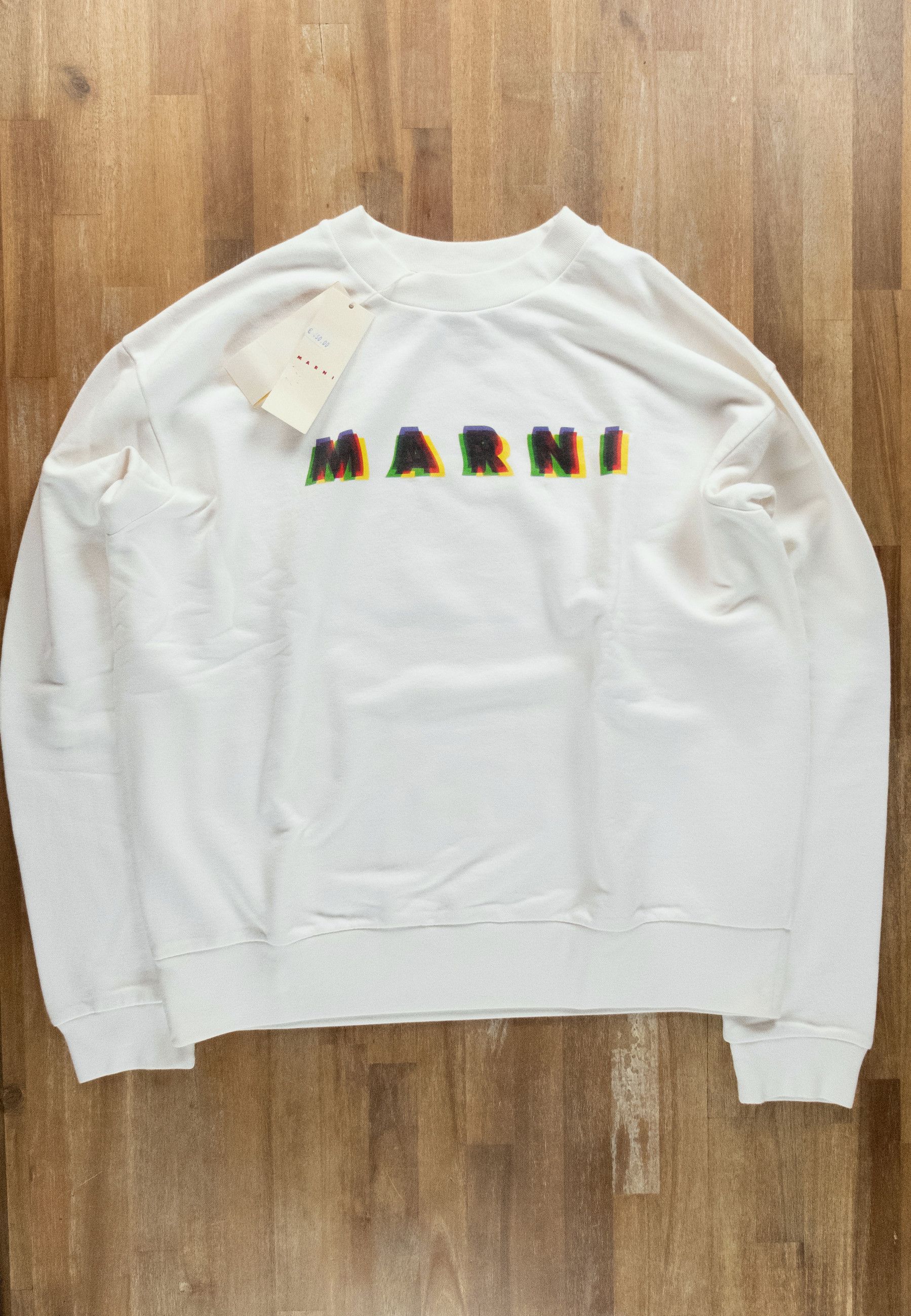 Marni MARNI ivory white relaxed fit 3D logo cotton sweatshirt XXL Size US XXL / EU 58 / 5 - 1 Thumbnail