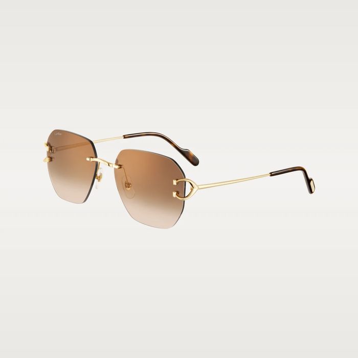 Cartier CARTIER SUNGLASSES BUFFS WOOD GOLD SILVER ESW00646 Grailed