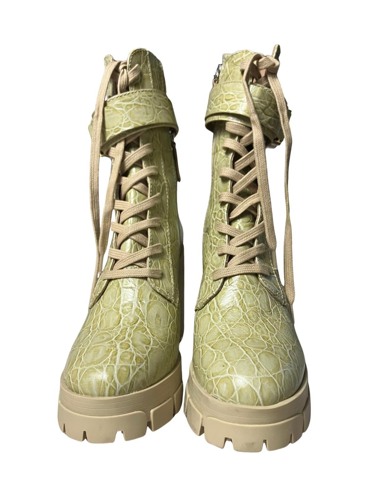 Other Schutz Roslyn Croc Embossed Platform Boots Buckle Green Sz 8 Size US 8 / IT 38 - 4 Thumbnail