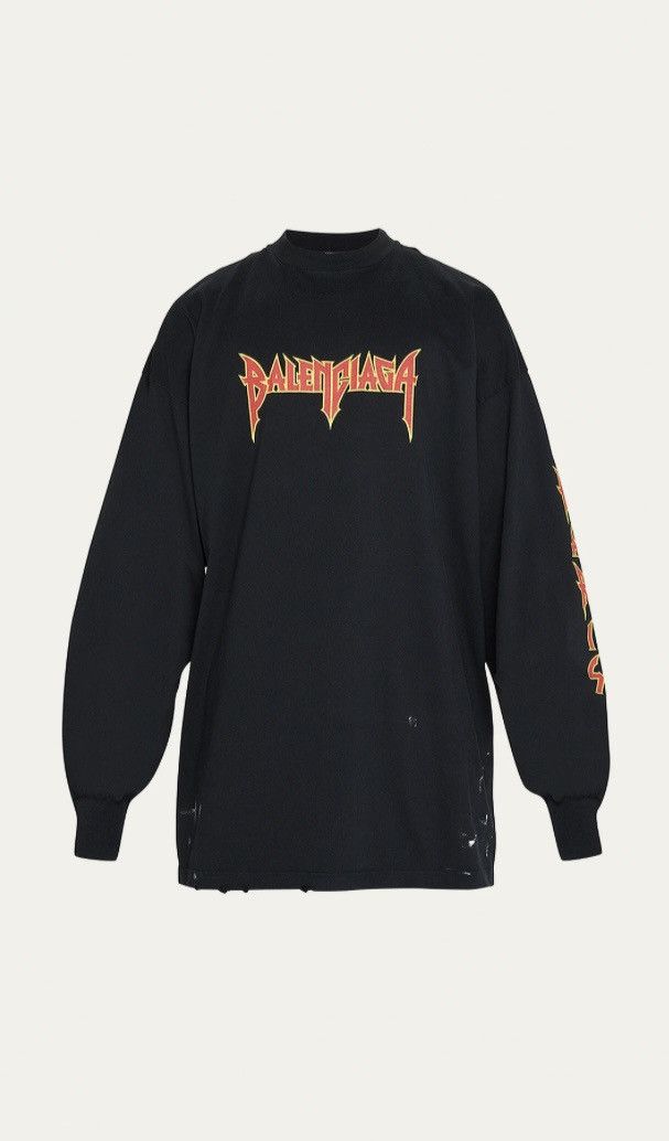 image of Balenciaga Heavy Metal Long Sleeve Tee in Black, Men's (Size Small)