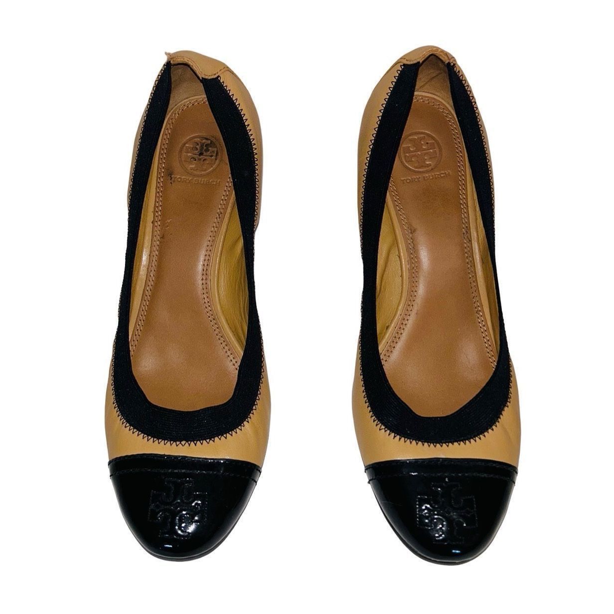 Tory Burch TORY BURCH Women's Tan Black Leather Block Heel Pump Shoes 1 Size US 10 / IT 40 - 1 Thumbnail