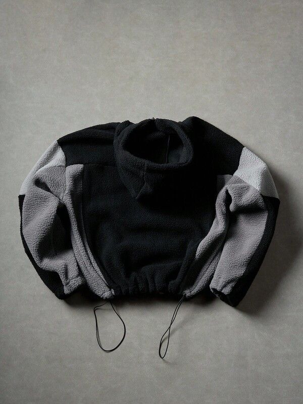 Japanese Brand Black & Grey Panel Fleece Zip Up Hoodie. Size US M / EU 48-50 / 2 - 3 Thumbnail