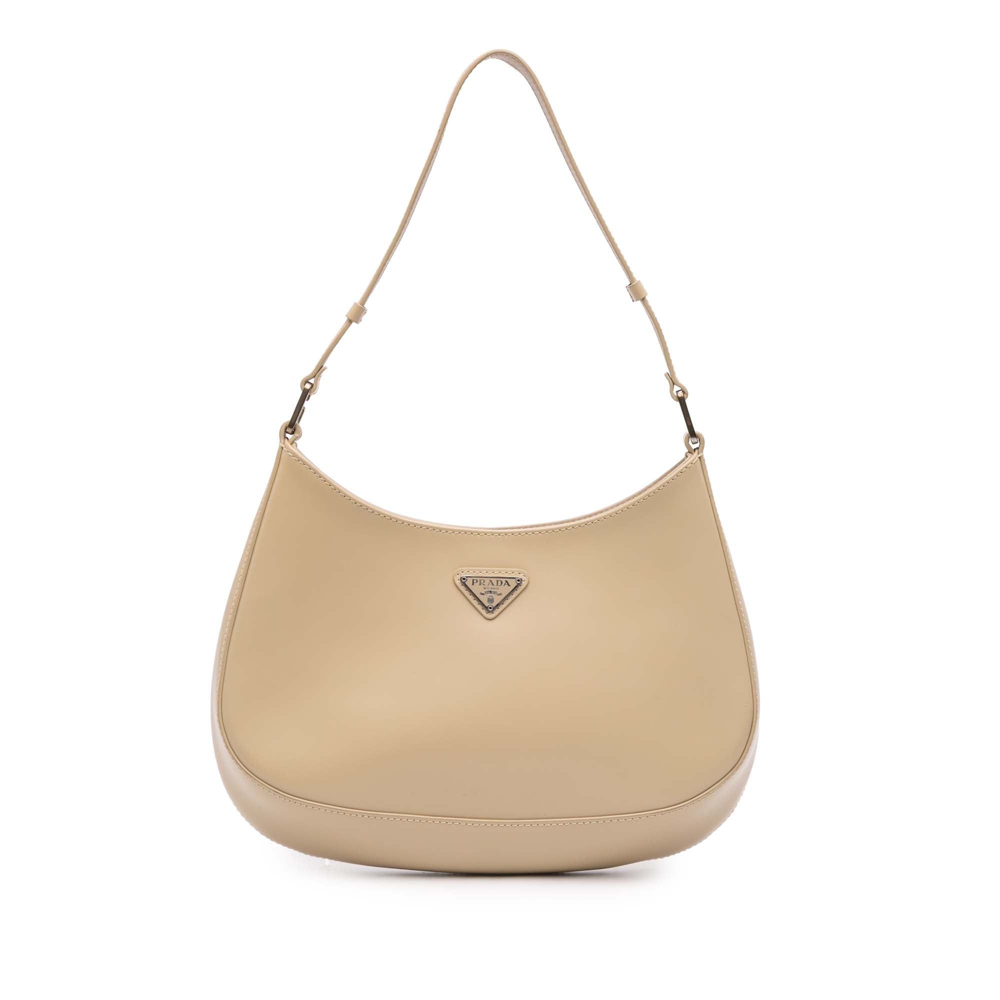 Prada Brushed Leather Cleo Shoulder Bag in Brown, Women's
