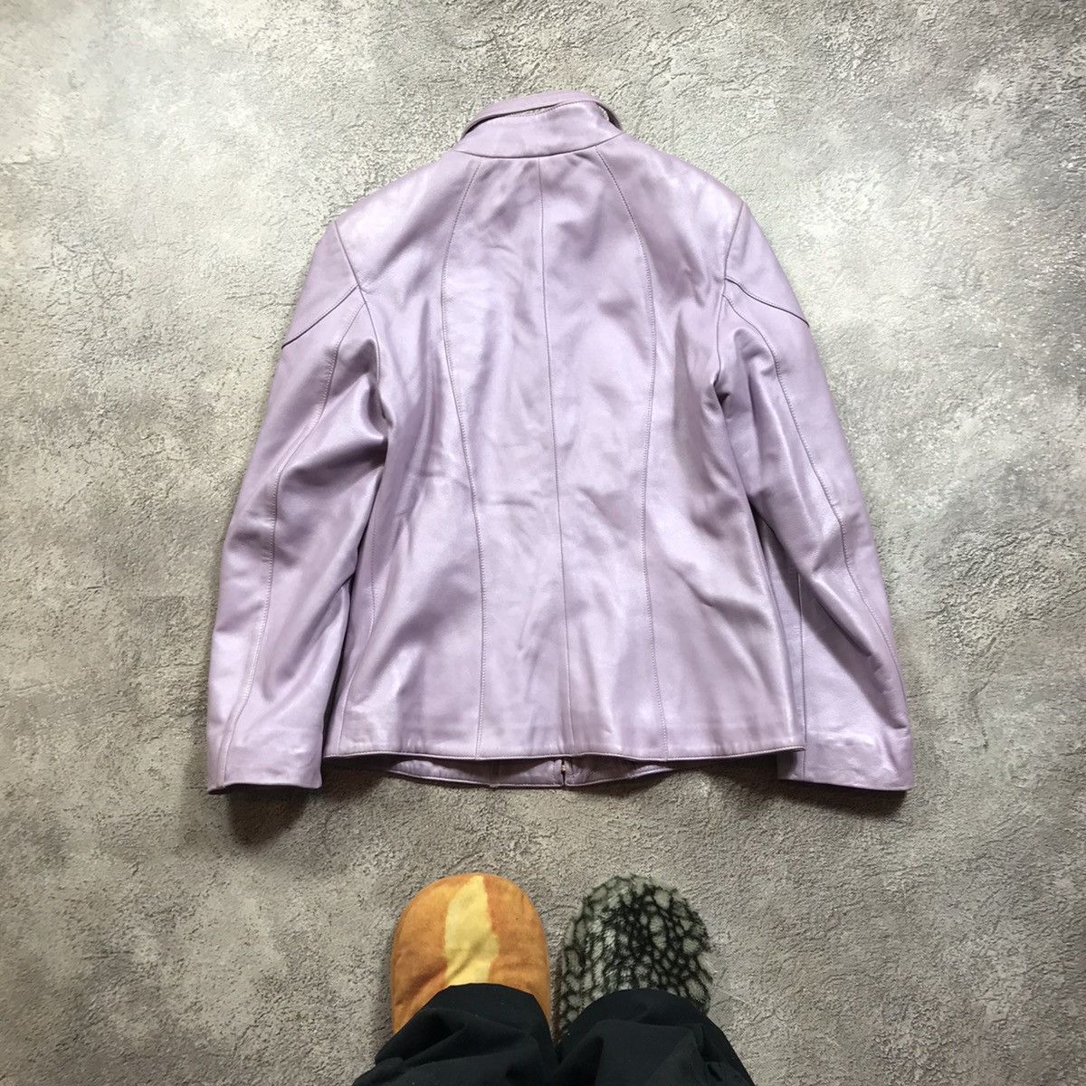 Vintage Vintage Y2K Lavender Leather Jacket Streetwear 90s Faded L Size L / US 10 / IT 46 - 6 Thumbnail