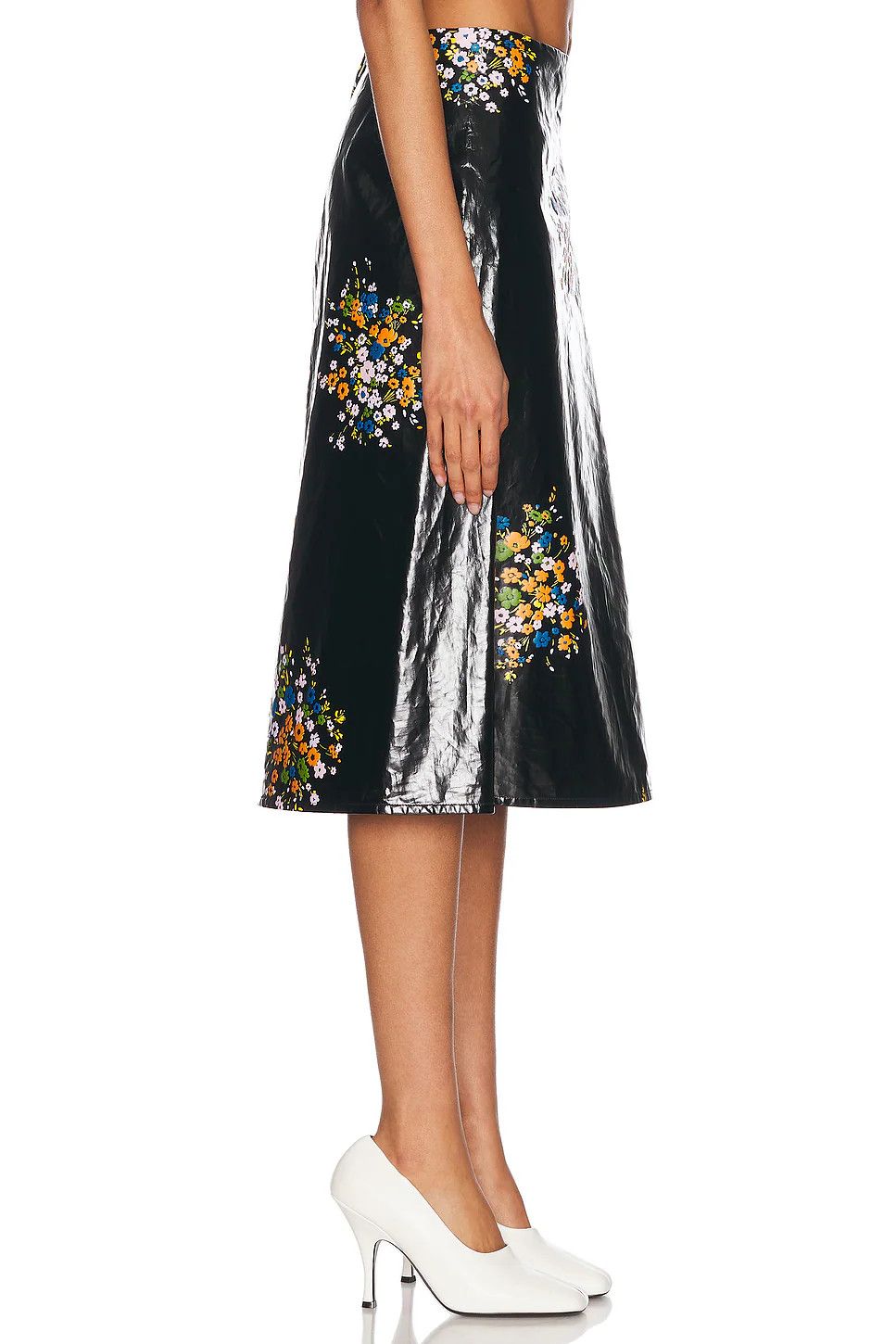 Jil Sander o1loc1c0426 Patent Linen Printed Skirt in Black Size 30" / US 8 / IT 44 - 3 Thumbnail