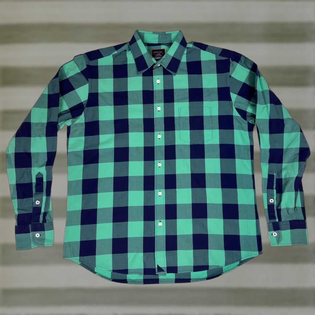 UNTUCKit UNTUCKit Button-Up Shirt Plaid Navy Green Men L Casual Classic Colorful Preppy 100% Cotton Size L Made Vietnam Mens Size US L / EU 52-54 / 3 - 1 Thumbnail