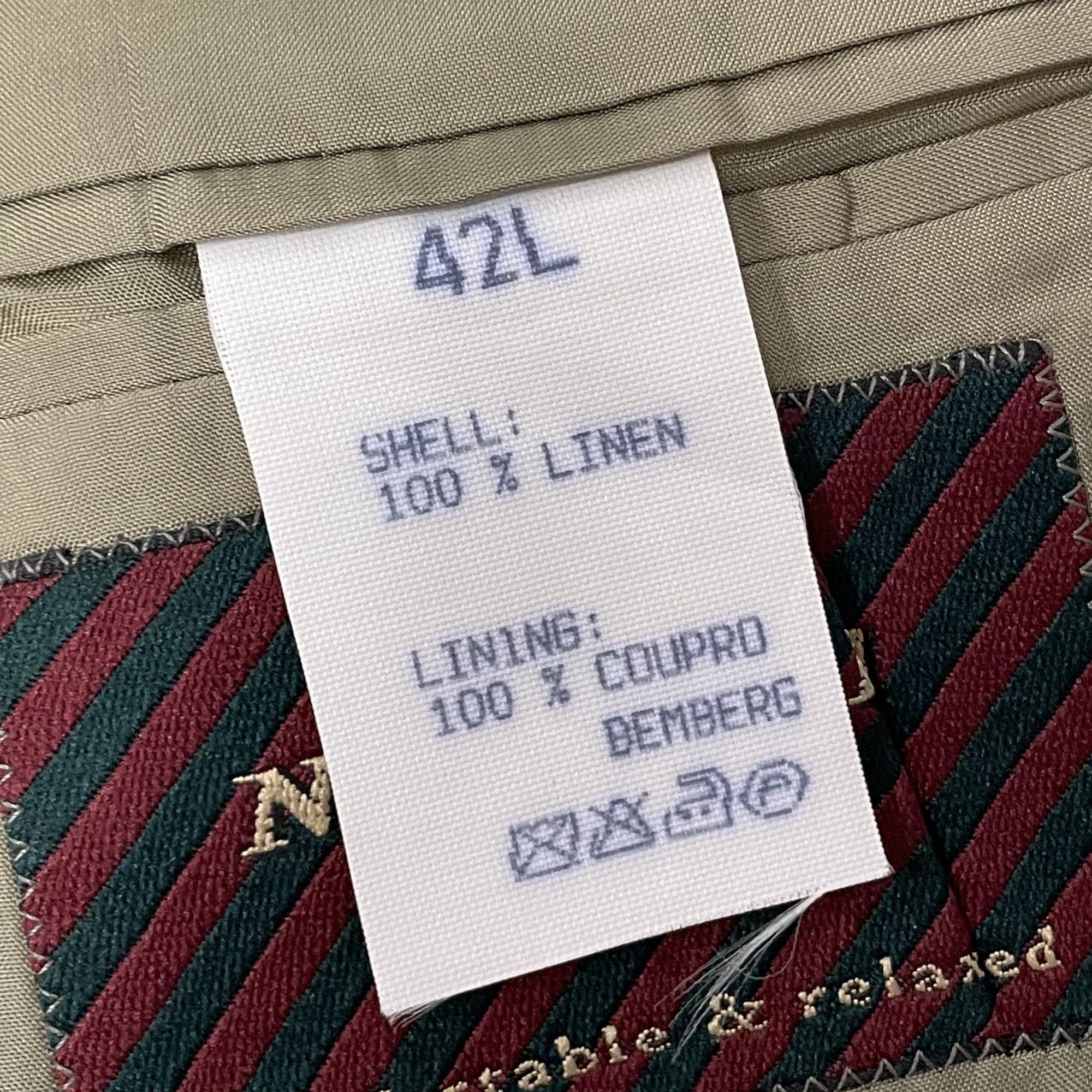 Nordstrom Vtg Nordstrom Natural Style Light Green LINEN Sport Coat Size 42L - 7 Thumbnail