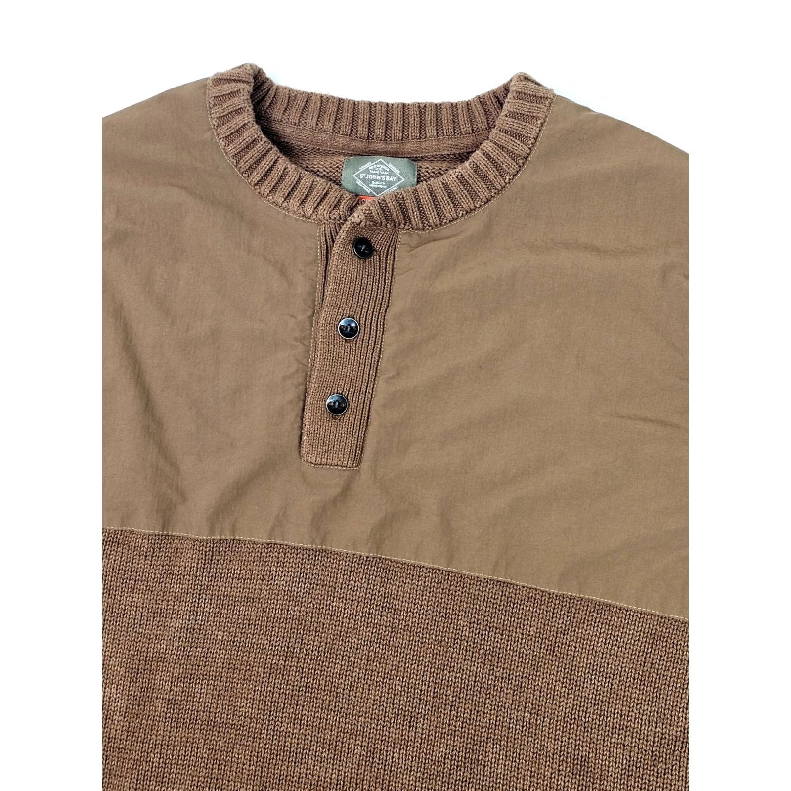 Vintage St John's Bay Outdoor Knit Pullover Henley Men L Brown Nylon Yoke Knit Sweater Vintage No Size US L / EU 52-54 / 3 - 2 Thumbnail