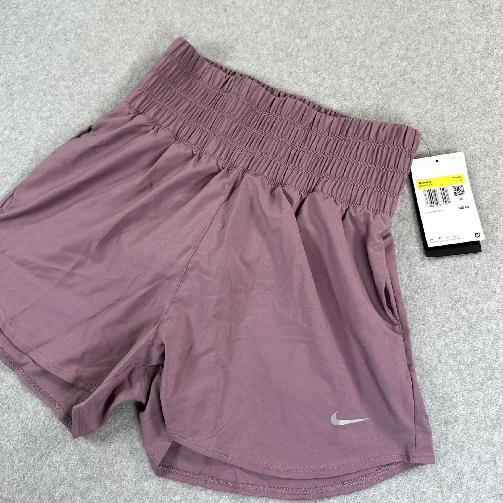 Nike Nike Shorts Womens Small Purple Dri-FIT Loose Fit Training High Waist Pockets Size 28" / US 6 / IT 42 - 3 Thumbnail