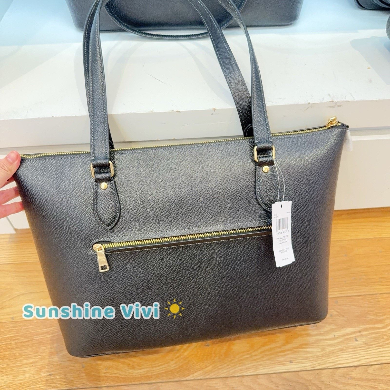 Coach NWT Coach Gallery Tote Bag Leather CV402 Gold/Black Size ONE SIZE - 4 Thumbnail