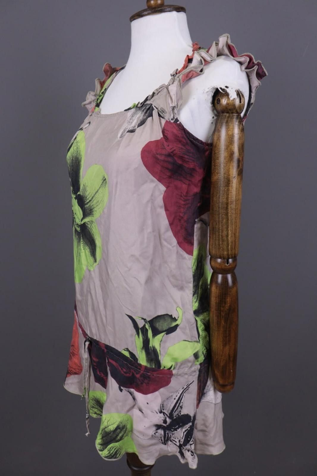 Designer Miss Sixty Gray Floral Sleeveless Summer Tunic Dress S Size S / US 4 / IT 40 - 6 Thumbnail