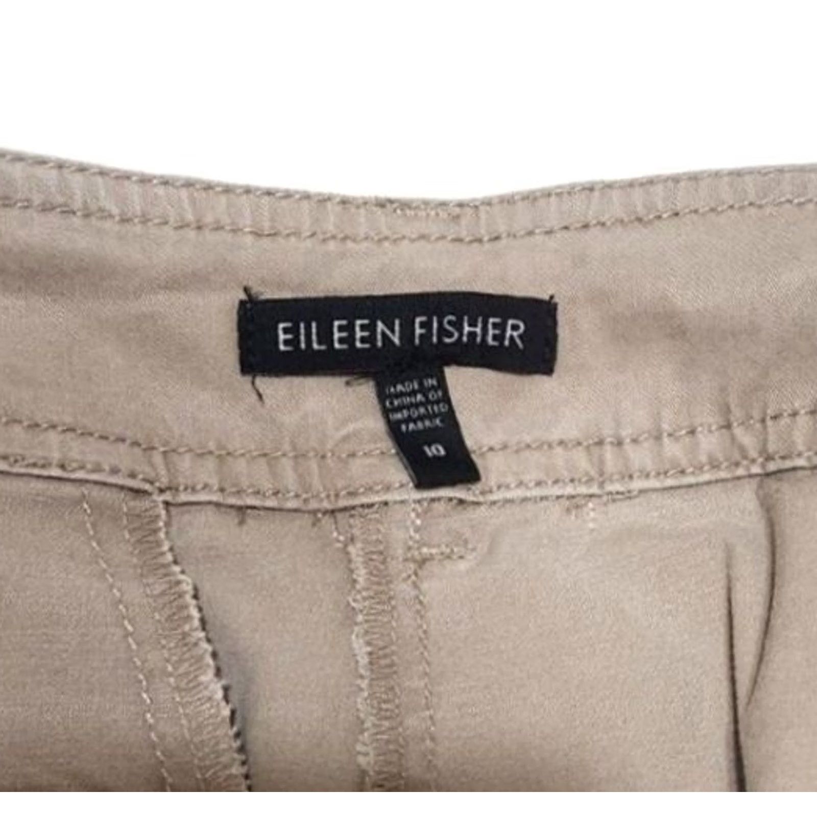 Eileen Fisher Eileen Fisher Pants Chino Womens 10 Flat Front Pockets Organic Cotton Tencel Tan Belted Formal Front Size 32" / US 10 / IT 46 - 5 Thumbnail