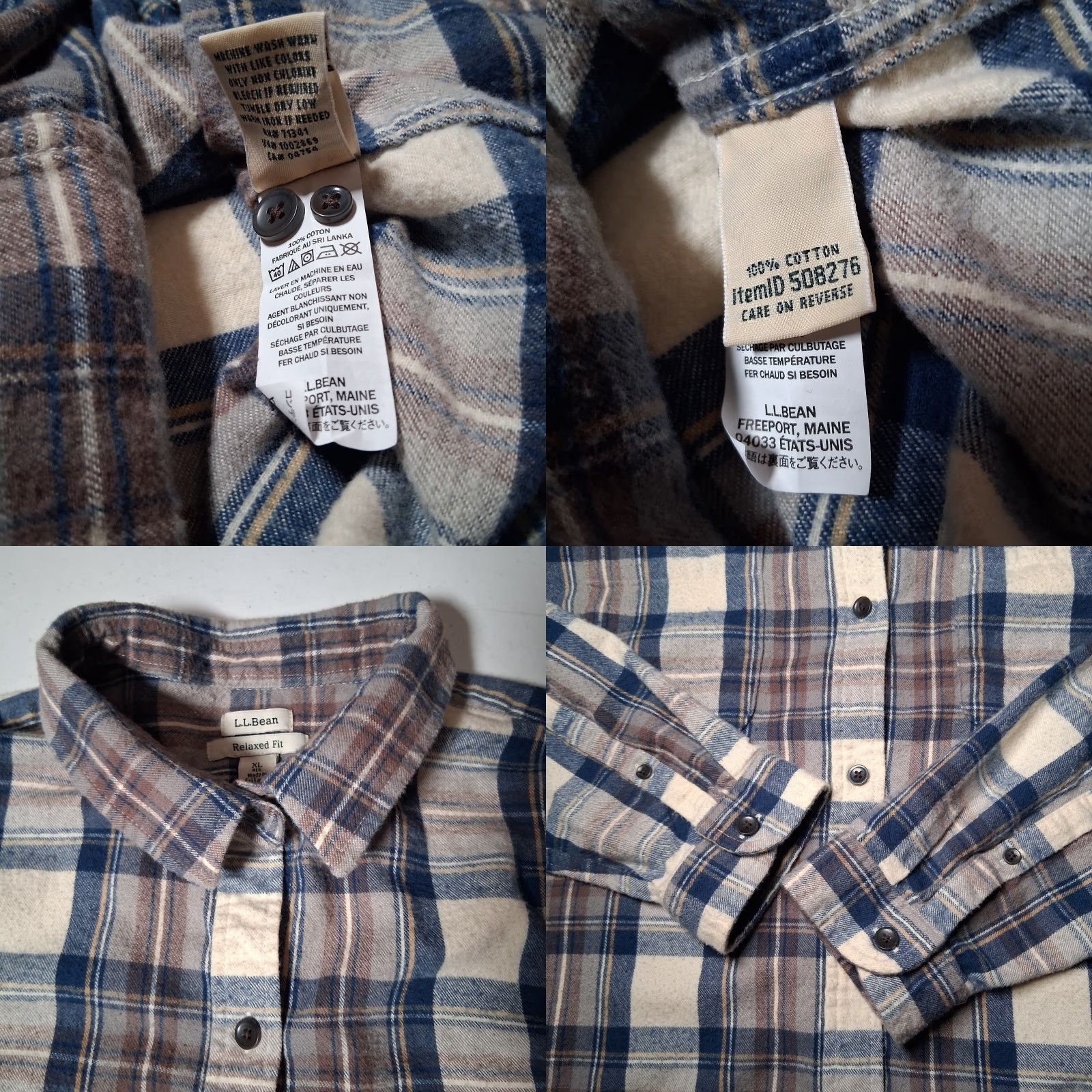 Vintage L.L. Bean Flannel Shirt Men XL Blue Tan Scotch Plaid Tartan Classic 508276 Size US XL / EU 56 / 4 - 8 Thumbnail