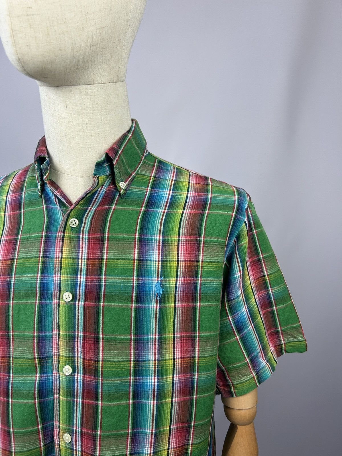 Polo Ralph Lauren Polo Ralph Lauren Check Green Linen Short Sleeve Shirt Size US M / EU 48-50 / 2 - 3 Thumbnail