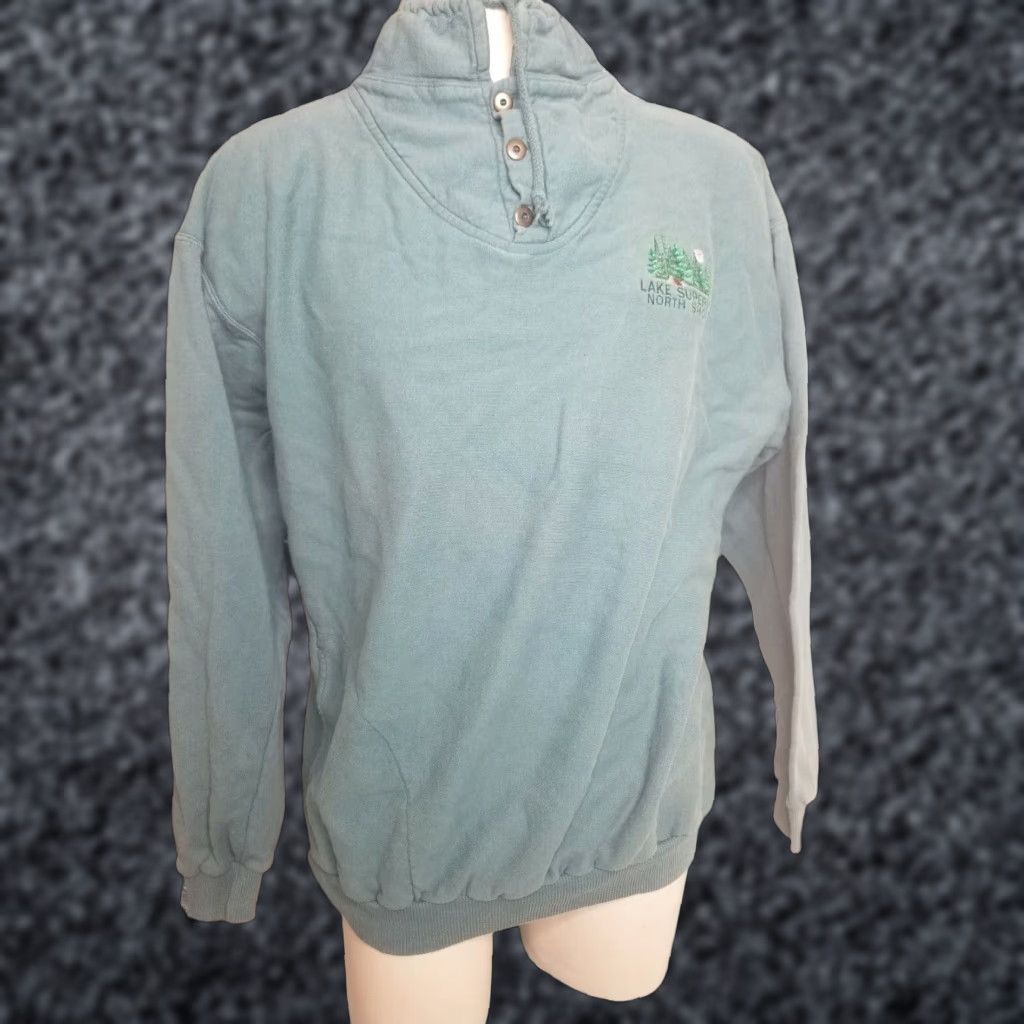 Vintage VINTAGE Sensagal Lake Superior North Shore Mockneck Sweatshirt Mens M Green 90s University Pullover Sweatshirt Size US M / EU 48-50 / 2 - 1 Thumbnail