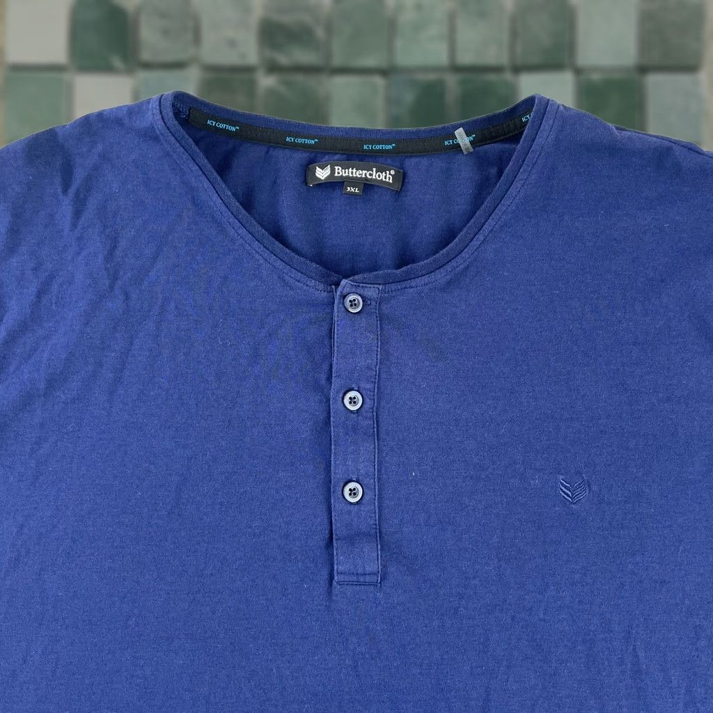 Vintage ButterCloth Henley Shirt Men 3XL Blue Icy Cotton Stretch Short Sleeve Logo NWOT Size US XXL / EU 58 / 5 - 1 Thumbnail