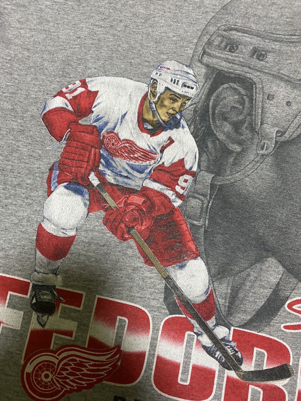 Lee × NHL × Vintage Vintage 90’s Detroit Red Wings Sergei Fedorov Lee Sport Tee Size US L / EU 52-54 / 3 - 8 Thumbnail
