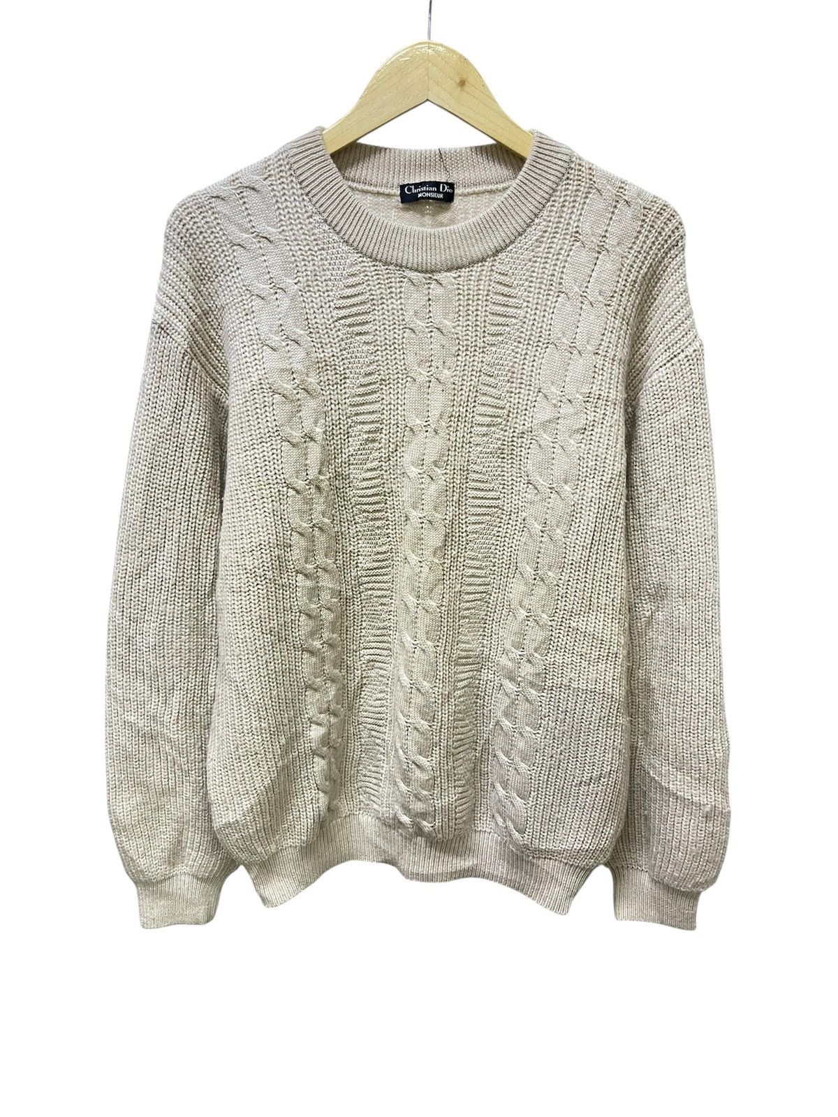 Cristian Dior Crewneck Cable Knitwear Sweater