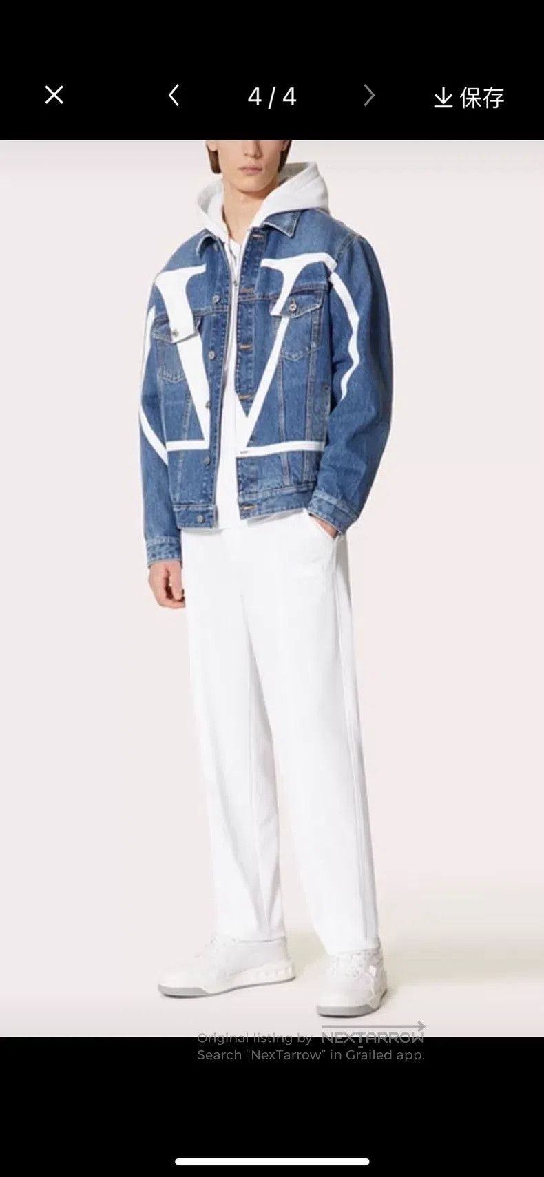 Valentino Valentino White big V logo dark blue denim jacket Size US S / EU 44-46 / 1 - 2 Thumbnail