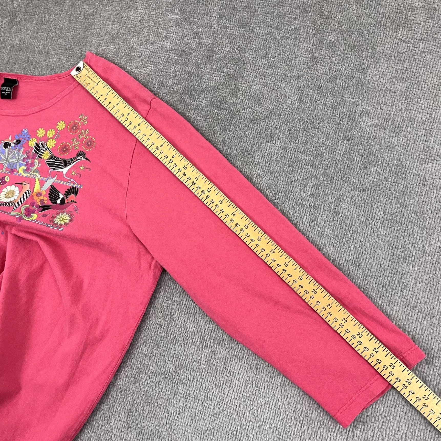 Pinko VINTAGE Sabaku Blouse Shirt Womens 1X Pink Birds Animals Floral 100% Cotton Casual Wear USA Womens Size XL / US 12-14 / IT 48-50 - 6 Thumbnail