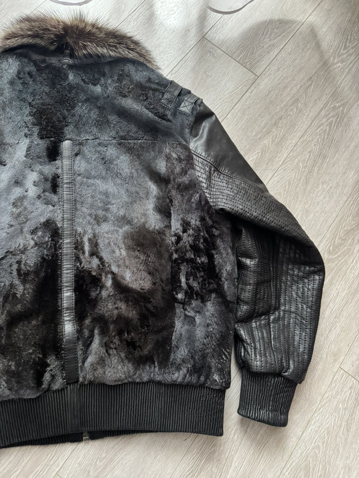 Vintage Levinson Black Leather Shearling Bomber Jacket Size US M / EU 48-50 / 2 - 9 Thumbnail