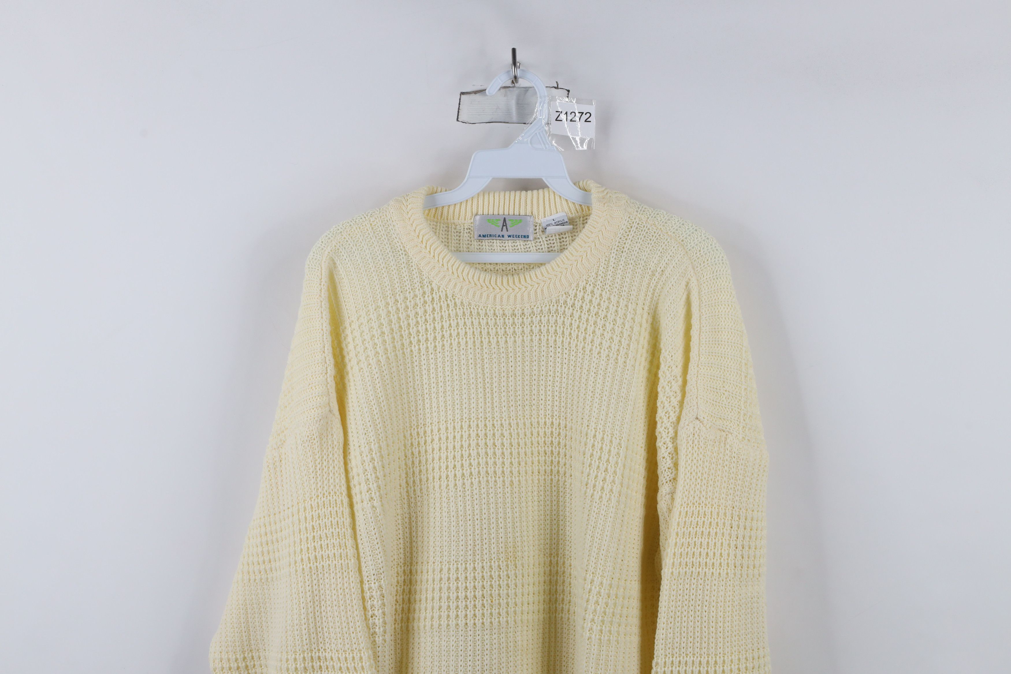 Vintage Vintage 90s Streetwear Blank Chunky Ribbed Knit Sweater Size US L / EU 52-54 / 3 - 2 Thumbnail