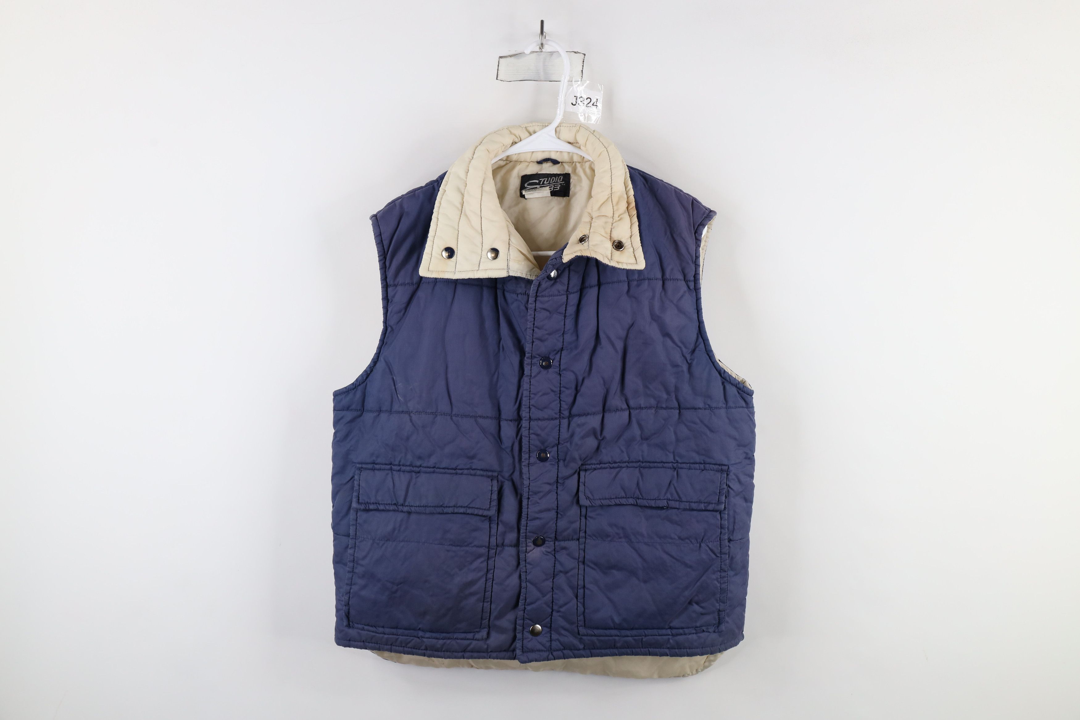 Vintage Vintage 70s Streetwear Button Puffer Vest Jacket Blue Size US M / EU 48-50 / 2 - 1 Thumbnail