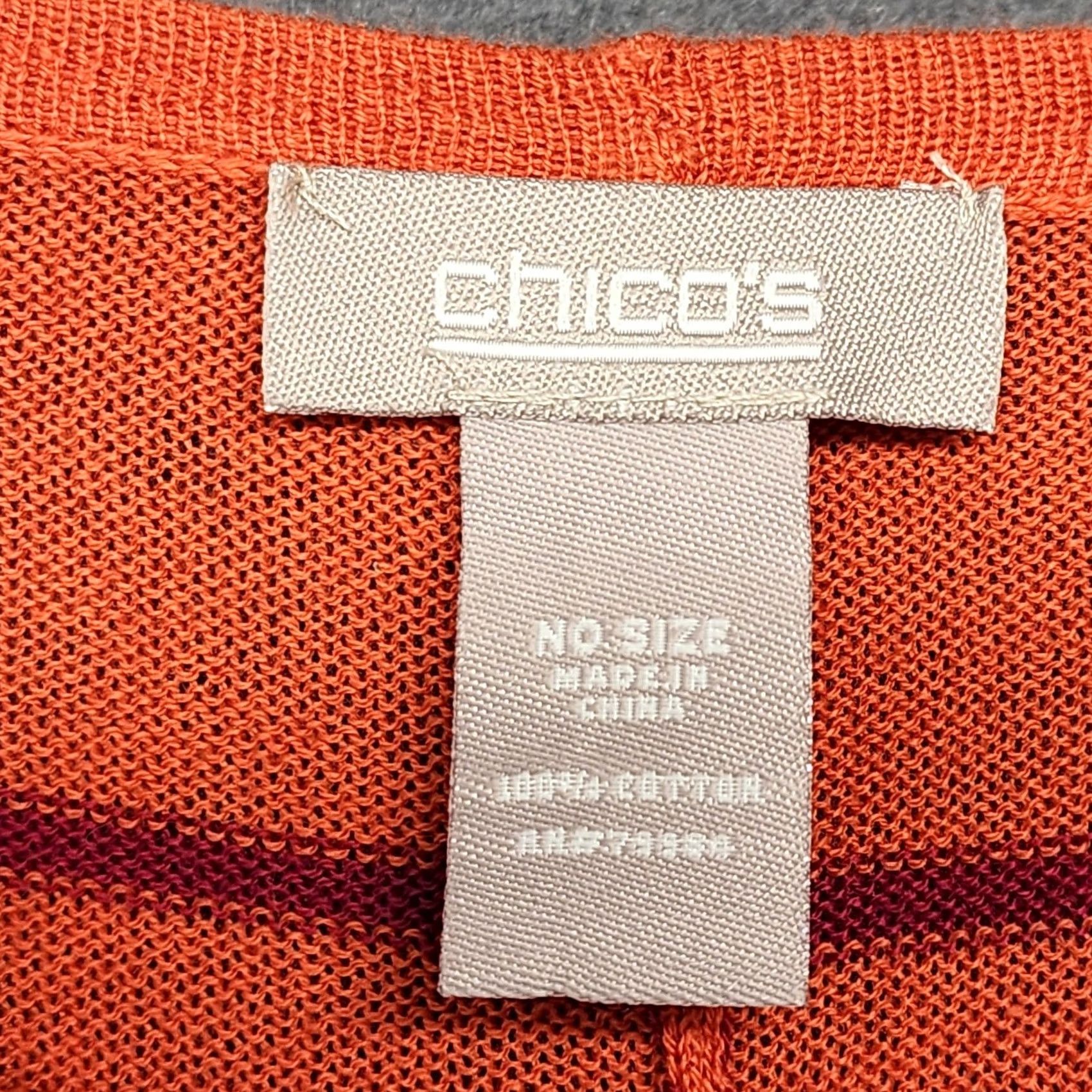 Vintage Chicos One Size Batwing Poncho Sweater Orange Pink Purple Ombre Striped Knit Top Women Short Sleeve Pullover Knits Top pattern Striped Size ONE SIZE - 3 Thumbnail