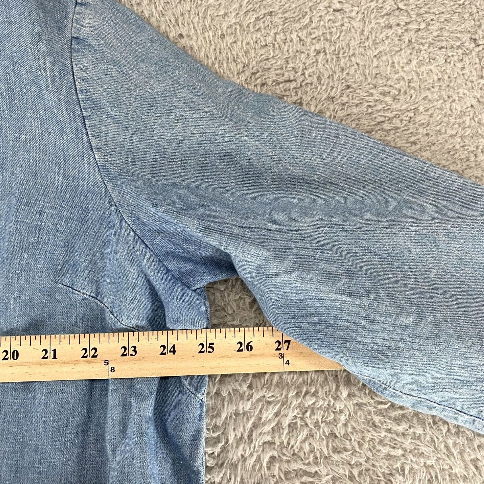 J. Jill J Jill Denim Blazer Womens XL Petite Light Blue Two Button Chambray Linen Jacket Size XL / US 12-14 / IT 48-50 - 5 Thumbnail