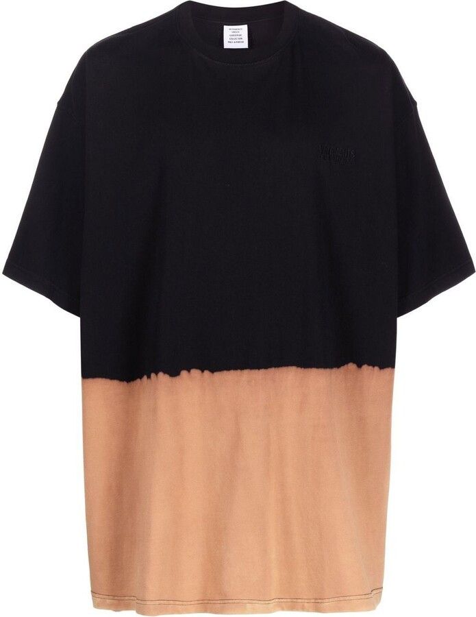 Vetements o1y0924 Oversize T-Shirt in Black/Beige Size US M / EU 48-50 / 2 - 1 Thumbnail