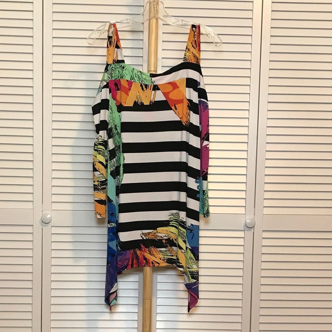 Other Karen T Design Abstract Striped Square Long Sleeve Blouse Size XL / US 12-14 / IT 48-50 - 1 Thumbnail